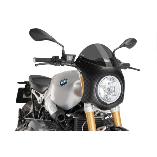 PUIG CUPOLINO SEMICARENATO BMW R NINE T 2014-2016 FUME SCURO-CARBON LOOK