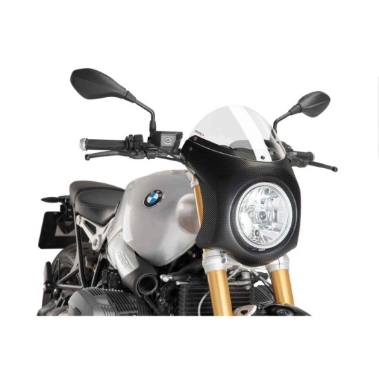 PUIG CUPOLINO SEMICARENATO BMW R NINE T 2014-2016 TRASPARENTE-CARBON LOOK