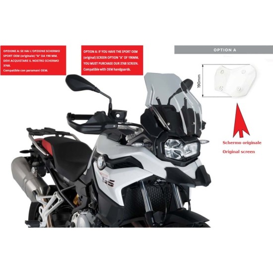 PUIG CUPOLINO TOURING BMW F850 GS ADVENTURE 2019-2023 FUME CHIARO-CUP. SPORT OEM