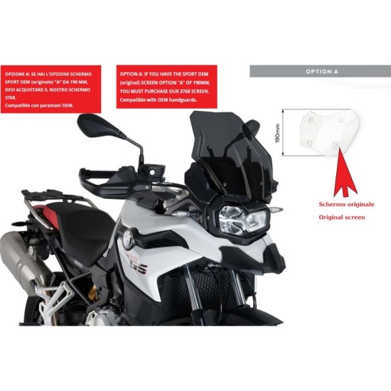 PUIG CUPOLINO TOURING BMW F850 GS ADVENTURE 2019-2023 FUME SCURO-CUP. SPORT OEM