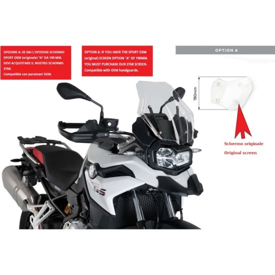 PUIG CUPOLINO TOURING BMW F850 GS ADVENTURE 2019-2023 TRASPARENTE-CUP. SPORT OEM