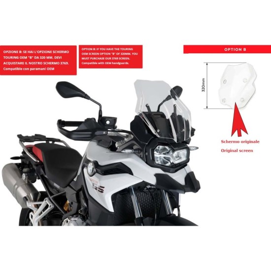 PUIG CUPOLINO TOURING BMW F750 GS 2018-2023 TRASPARENTE-CUP. TOURING OEM