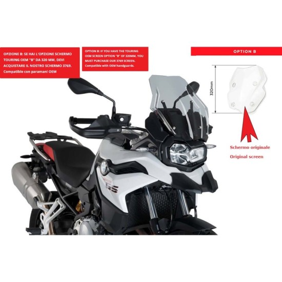 PUIG CUPOLINO TOURING BMW F850 GS 2018-2023 FUME CHIARO-CUP. TOURING OEM