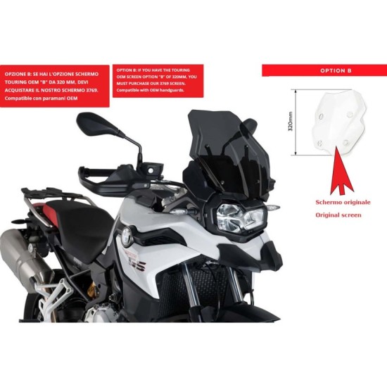 PUIG CUPOLINO TOURING BMW F850 GS ADVENTURE 2019-2023 FUME SCURO-CUP. TOURING OEM