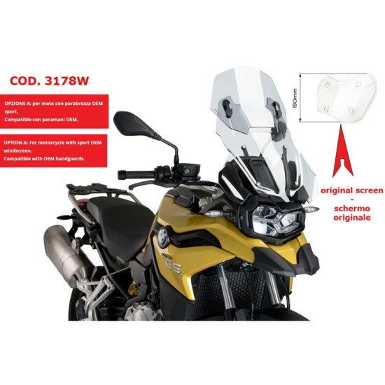 PUIG CUPOLINO REGOLABILE BMW F850 GS 2018-2023 TRASPARENTE