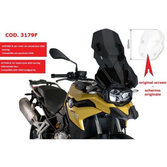 PUIG CUPOLINO REGOLABILE BMW F850 GS ADVENTURE 2019-2023 FUME SCURO