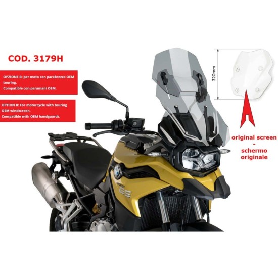 PUIG CUPOLINO REGOLABILE BMW F850 GS ADVENTURE 2019-2023 FUME CHIARO