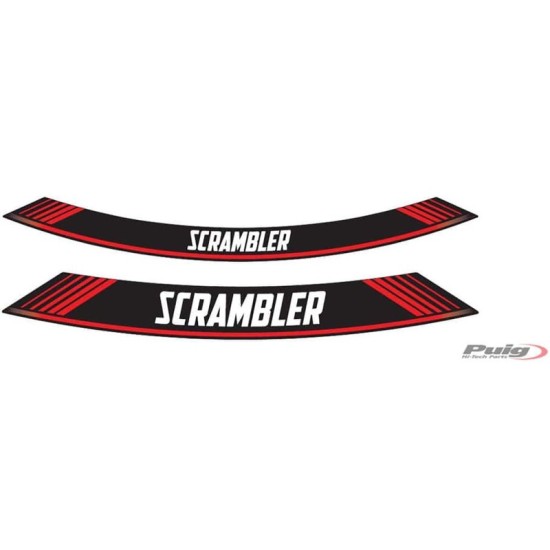 PUIG ADESIVI CERCHI DUCATI SCRAMBLER ROSSO - Il set consiste di 8 strisce adesive - COD. 9134R